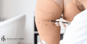 doctor marking patient before liposuction