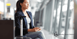 female patient on airport after surgery