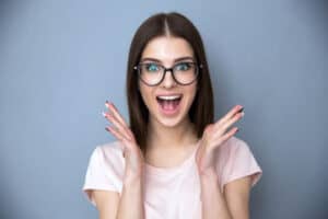 woman wearing glasses after nose job
