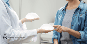 patient selecting the right breast implant