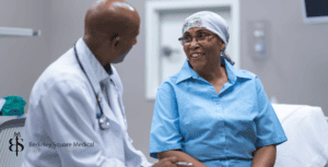 doctor explaining cosmetic procedure to patient
